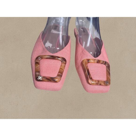 Sam Edelman Pink Lin Buckle Square Toe New York Mules Size 8m - Picture 2 of 6